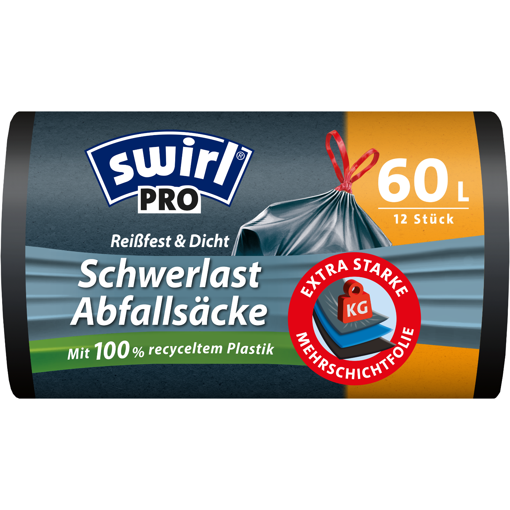 Swirl Abfallsäcke Verpackung Vorderseite -  60 Liter, 12 Beutel