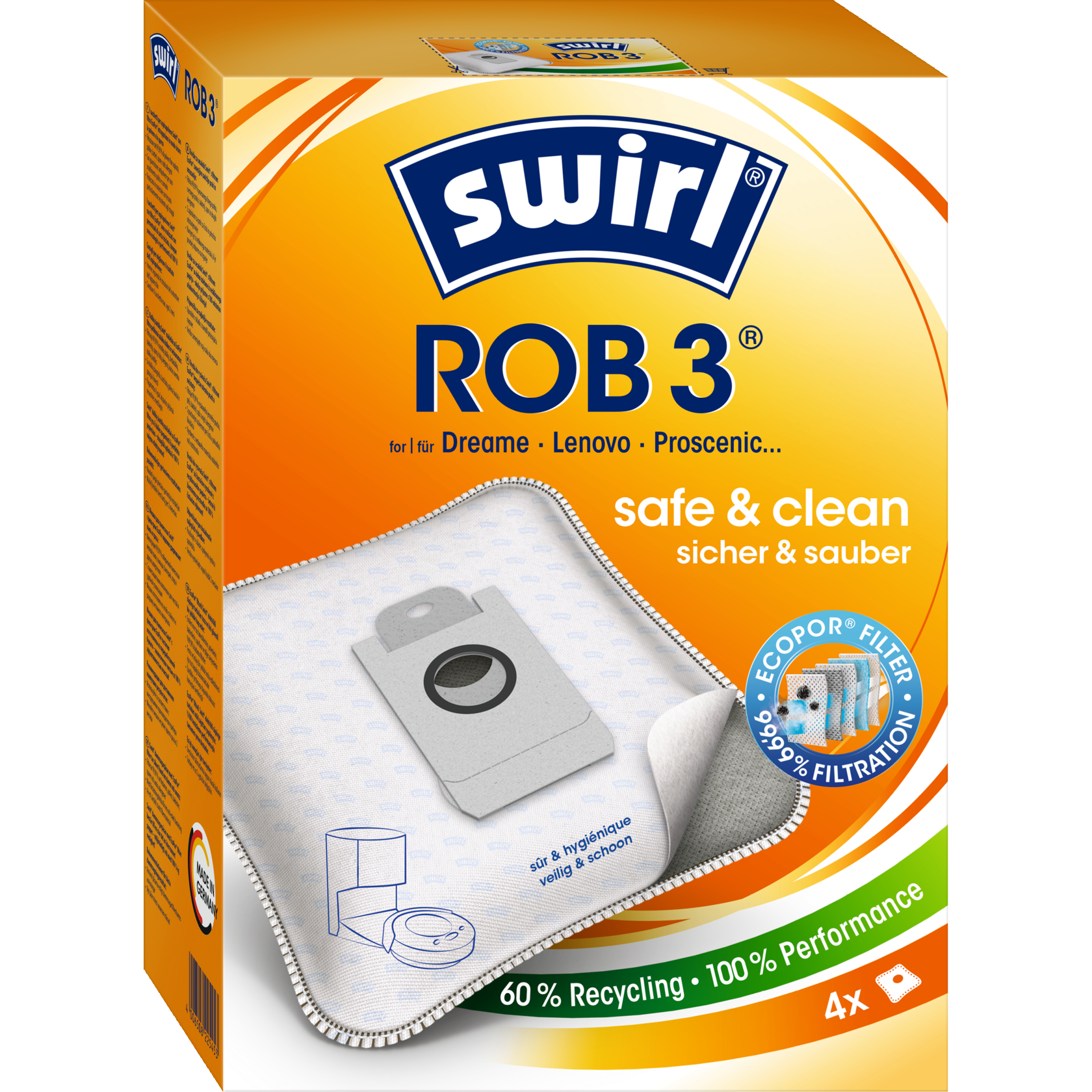 Swirl EcoPor Staubsaugerbeutel ROB 3 Verpackung Vorderseite