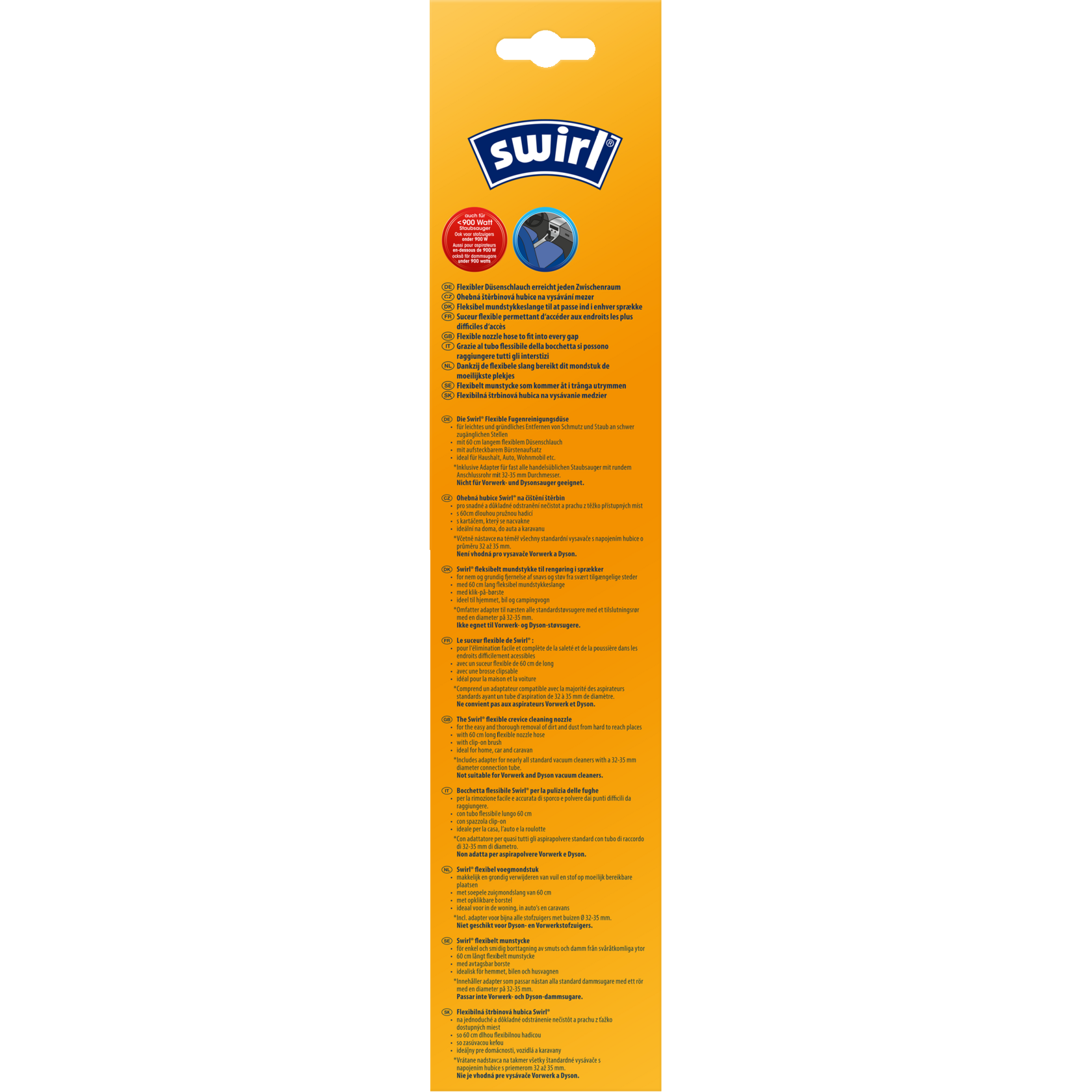 Swirl Flexible Fugen-Reinigungsdüse Verpackung Rückseite