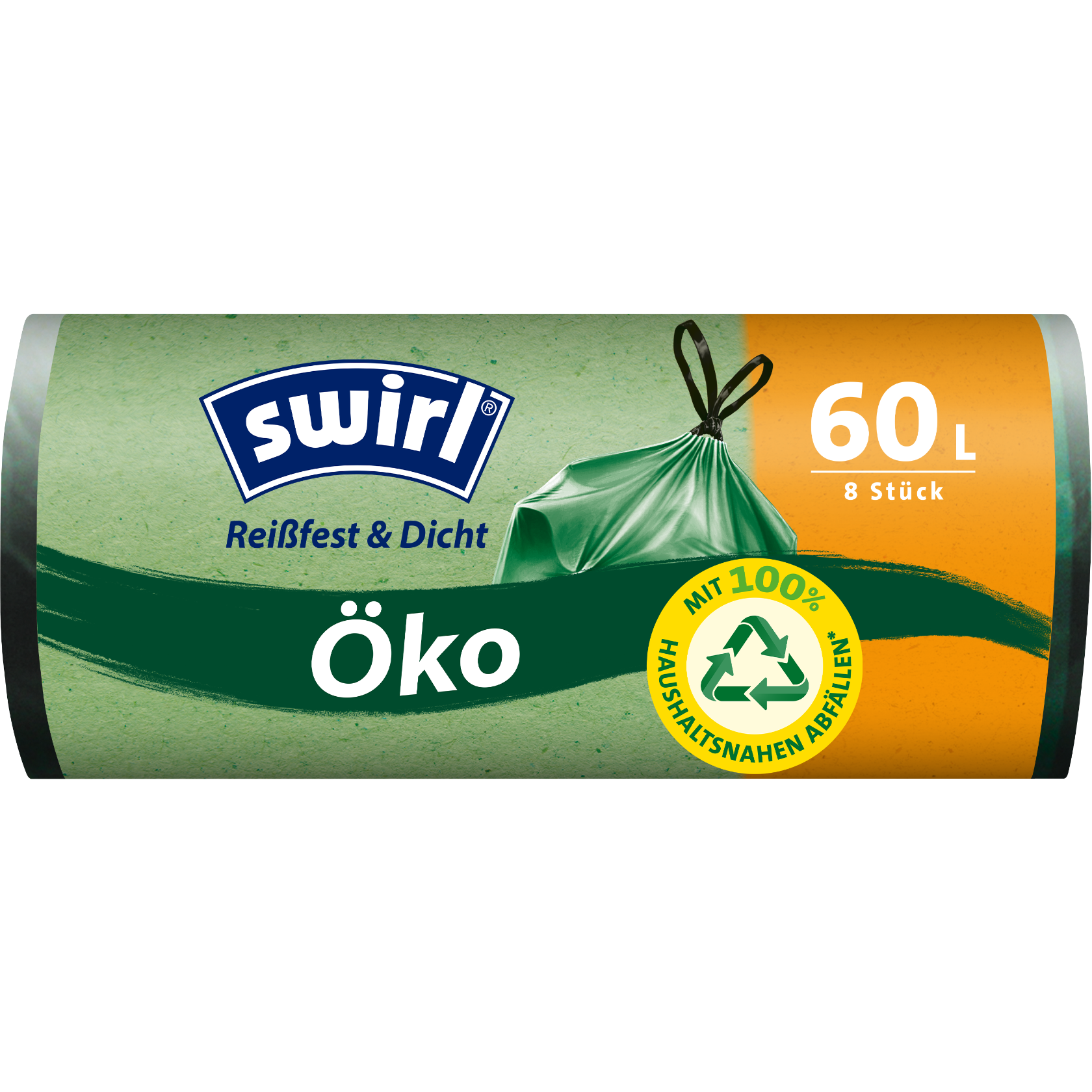 Swirl Öko Müllbeutel Verpackung Vorderseite - 60 Liter, 8 Beutel