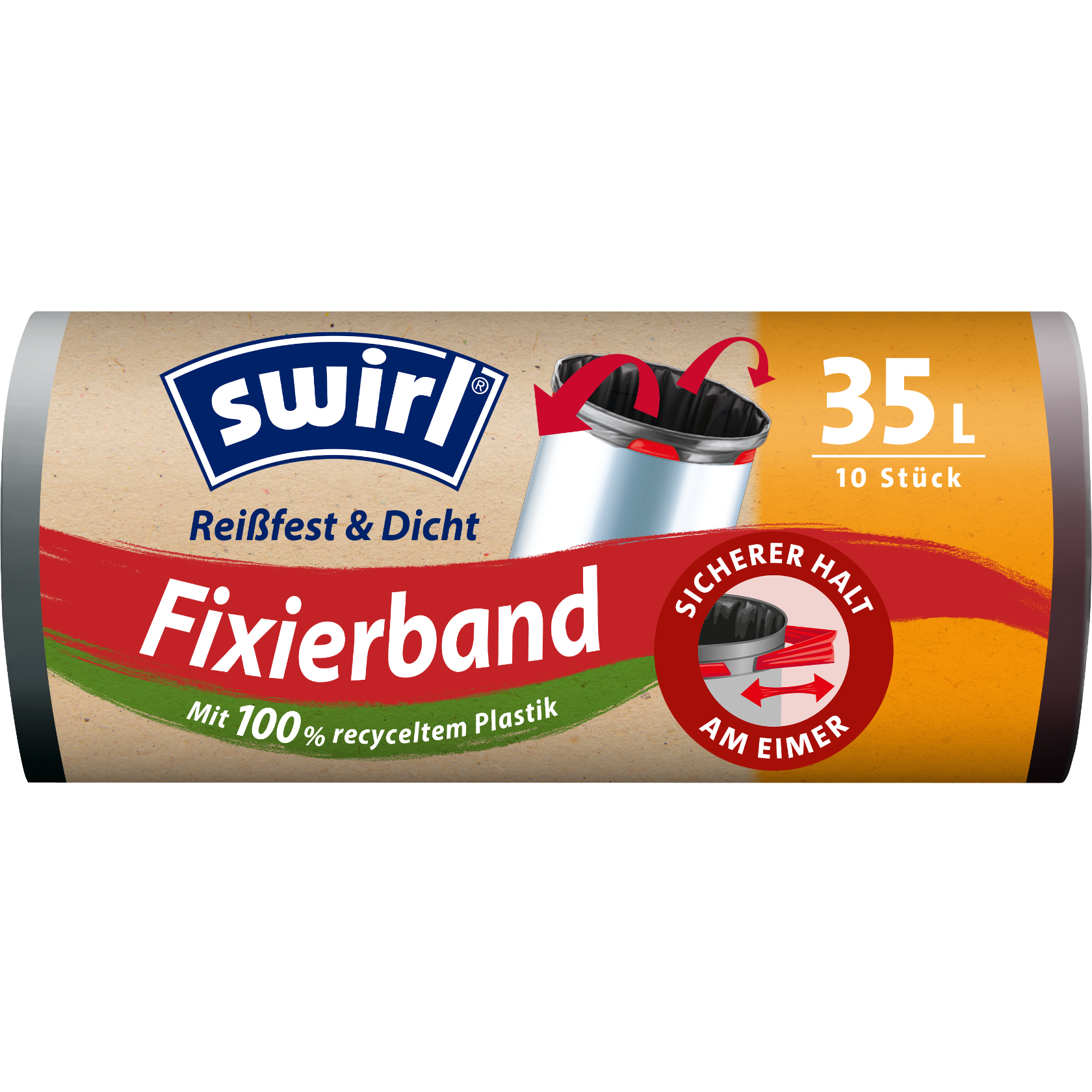 Swirl Fixierband-Müllbeutel Verpackung Vorderseite - 35 Liter
