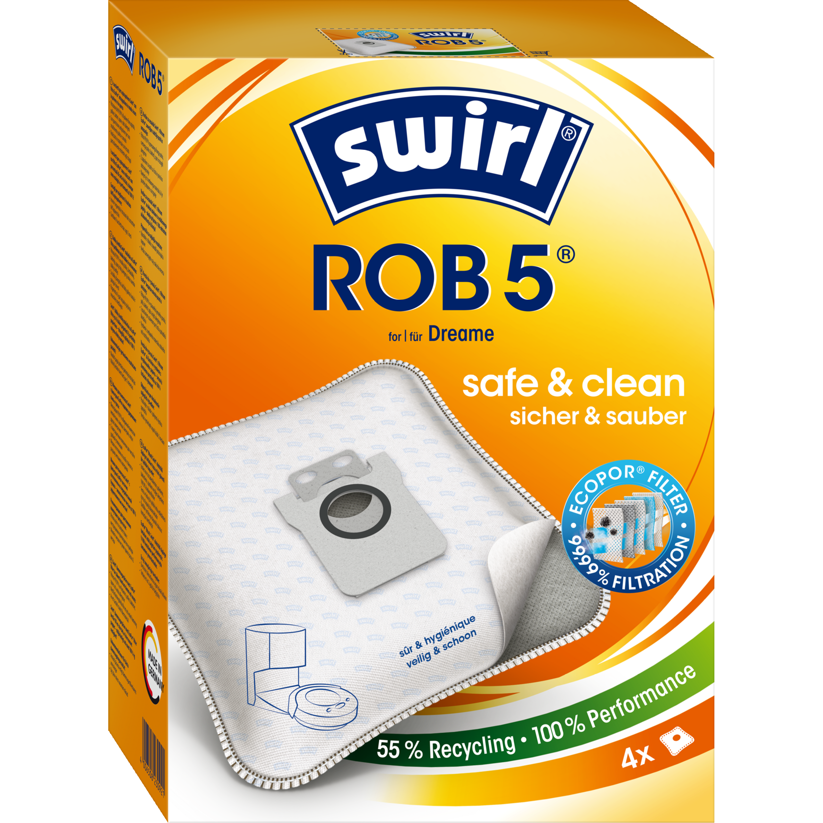 Swirl EcoPor Staubsaugerbeutel ROB 5 Verpackung Vorderseite