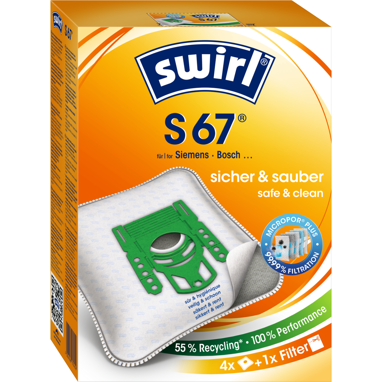 Swirl MicroPor Staubsaugerbeutel S 67 Verpackung Vorderseite