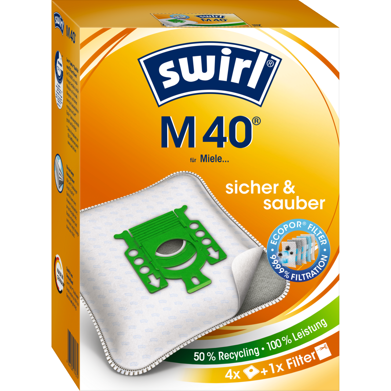 Swirl EcoPor Staubsaugerbeutel M 40 Verpackung Vorderseite